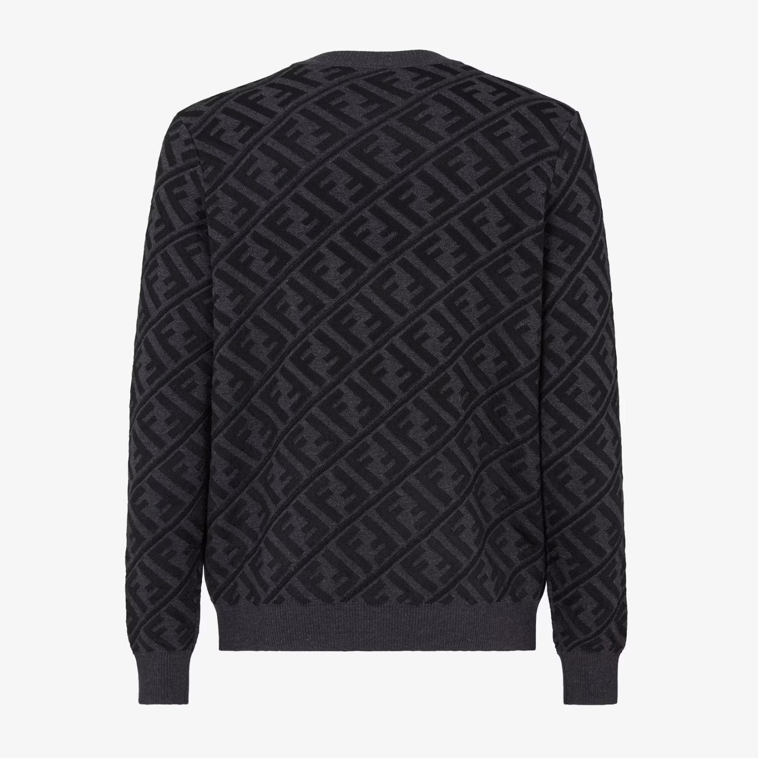 Fendi Men's Spring and Autumn Black Letter Logo Full Print Knit Pullover Long Sleeve Sweater #98165