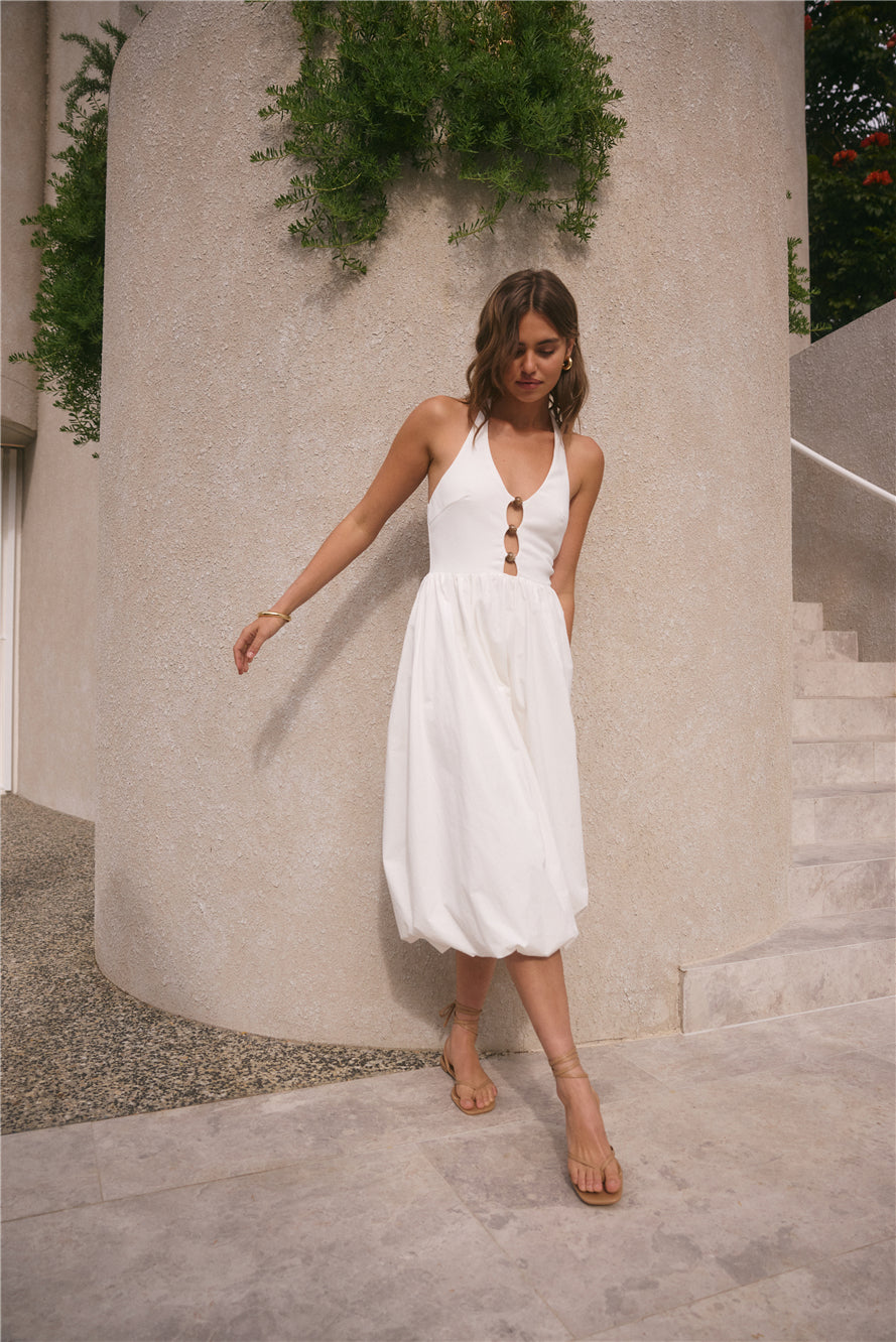 High Tide Halter Midi Dress White