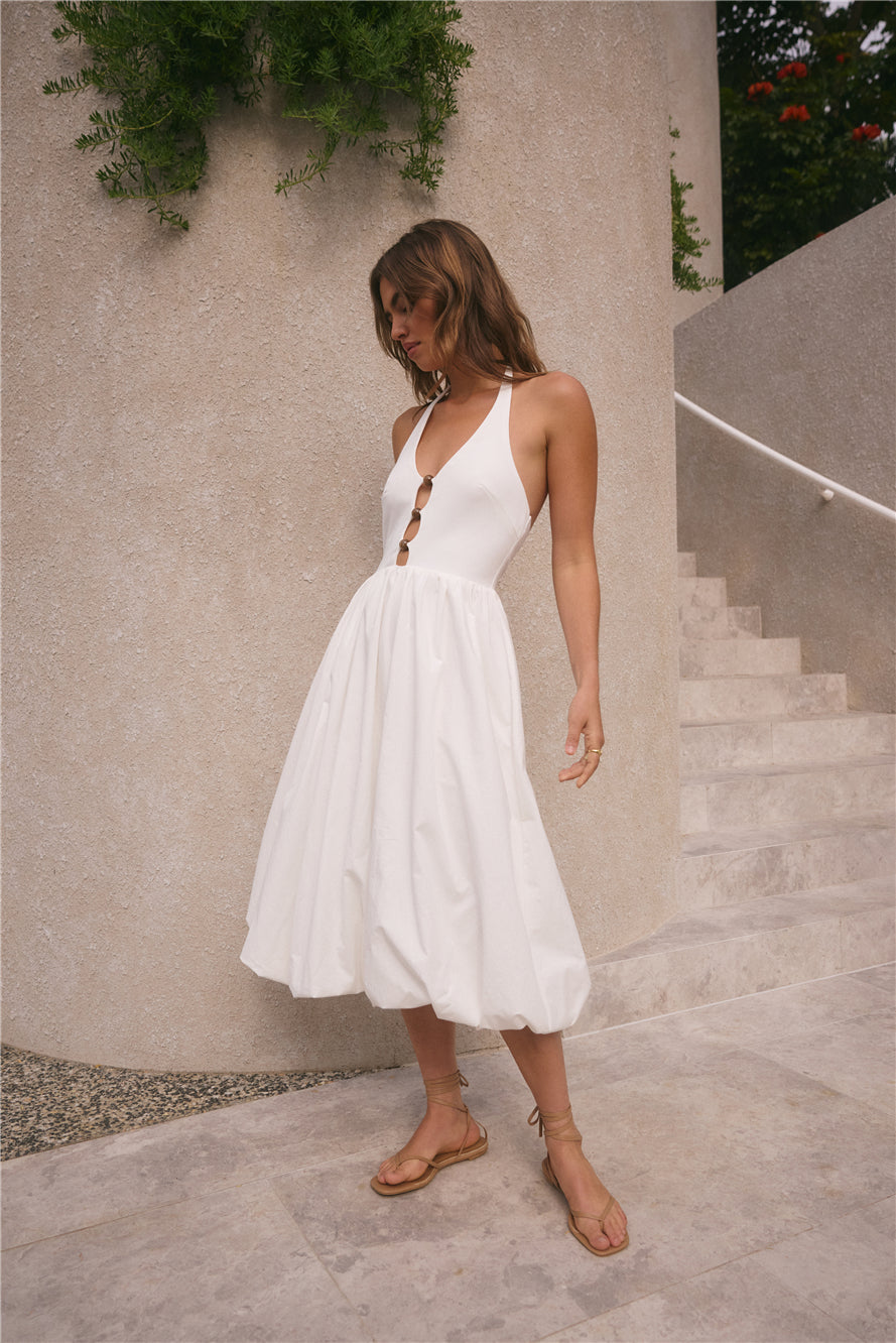 High Tide Halter Midi Dress White