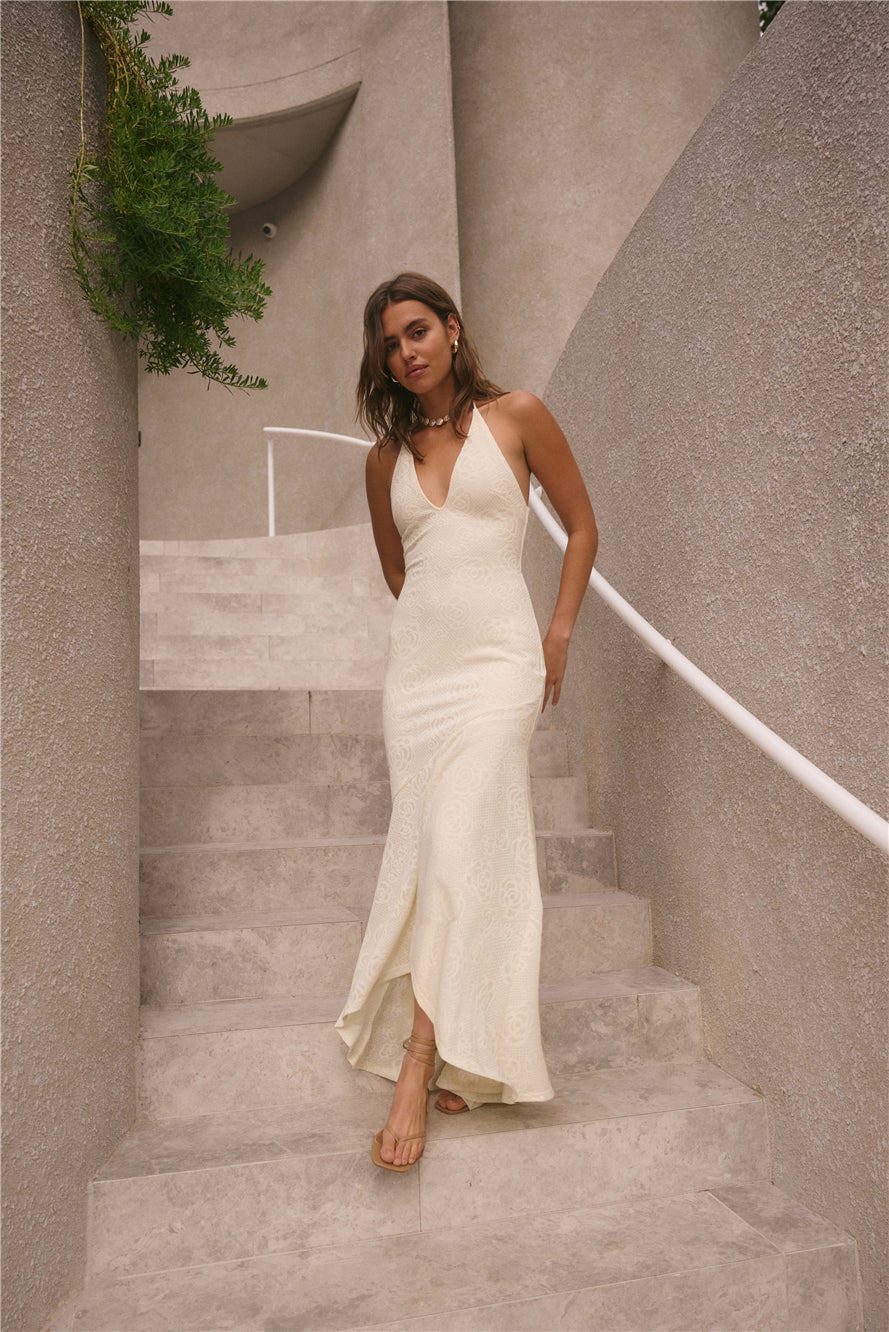 Rosetta Halter Maxi Dress Cream