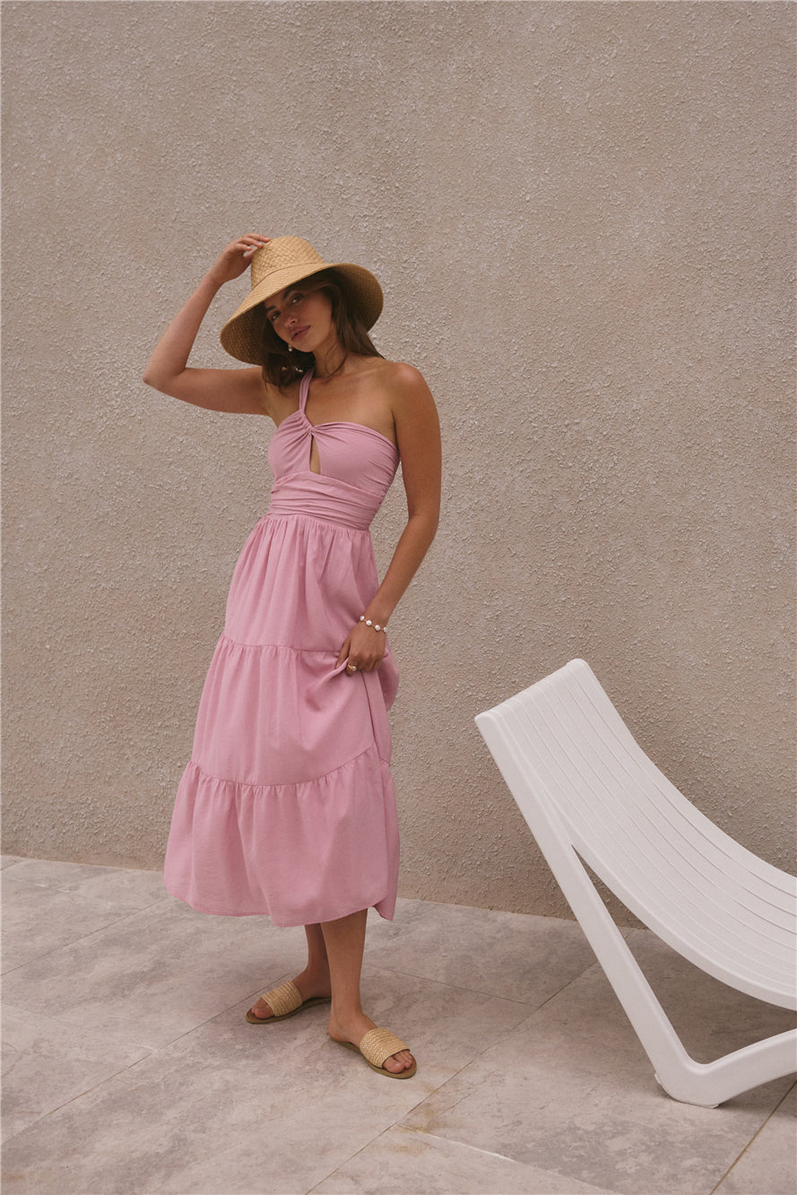 Pure Satisfaction One Shoulder Maxi Dress Pink