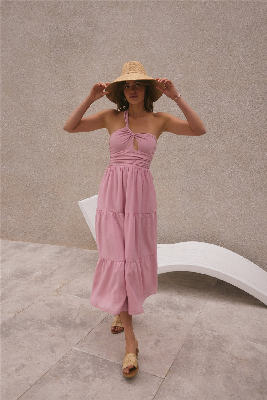 Pure Satisfaction One Shoulder Maxi Dress Pink