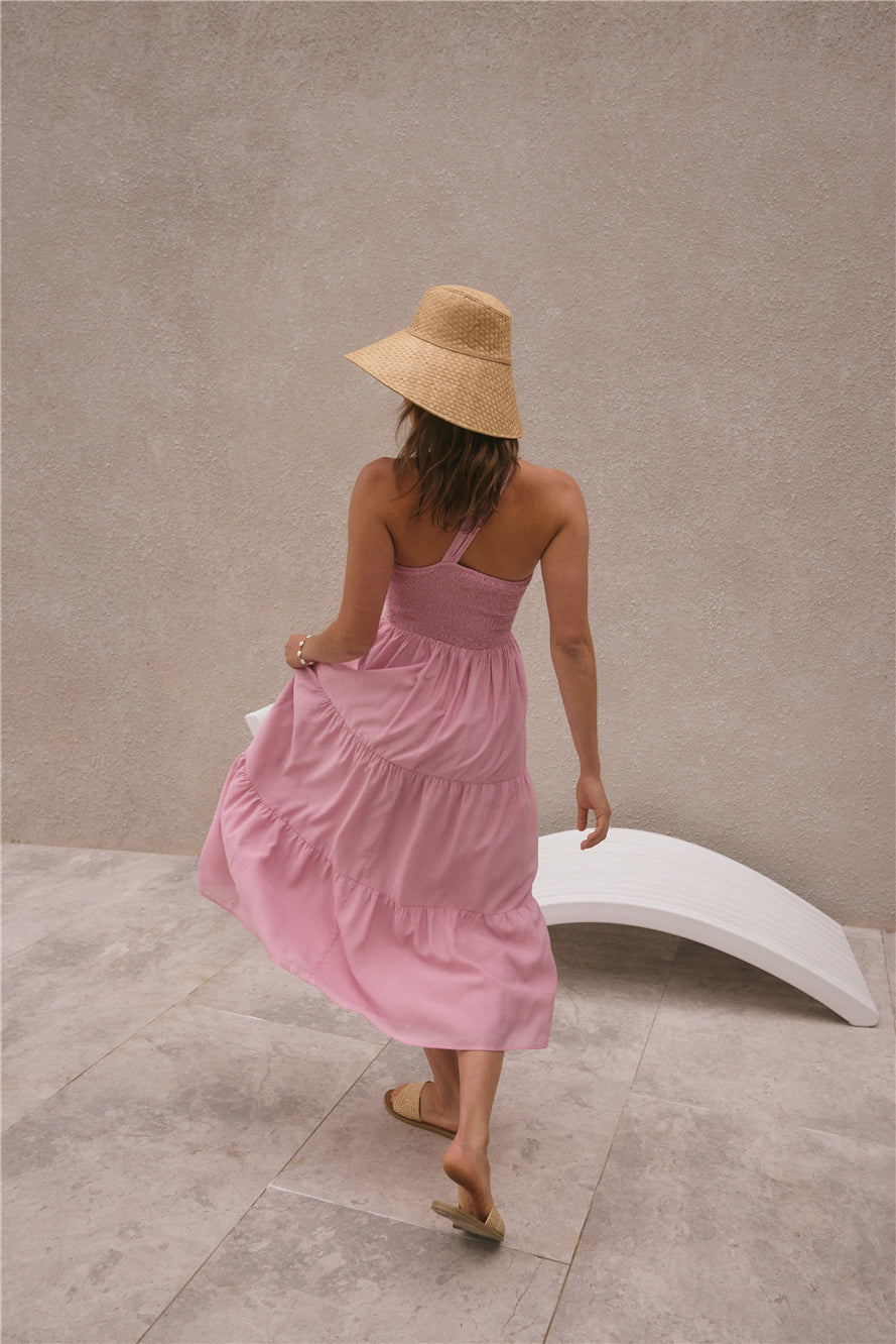 Pure Satisfaction One Shoulder Maxi Dress Pink
