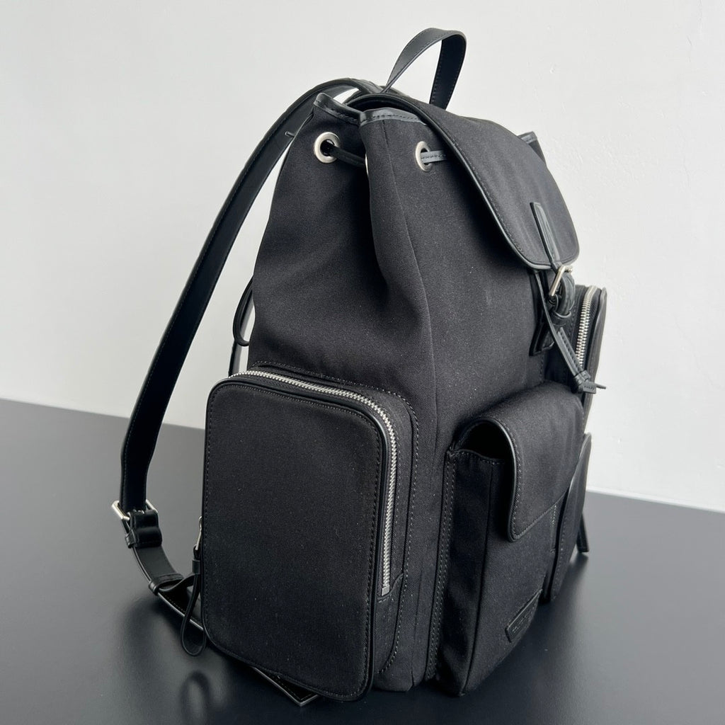 Bottega Veneta Crossroad Multi-Pocket Nylon Backpack Woven Leather Adjustable Straps #333014