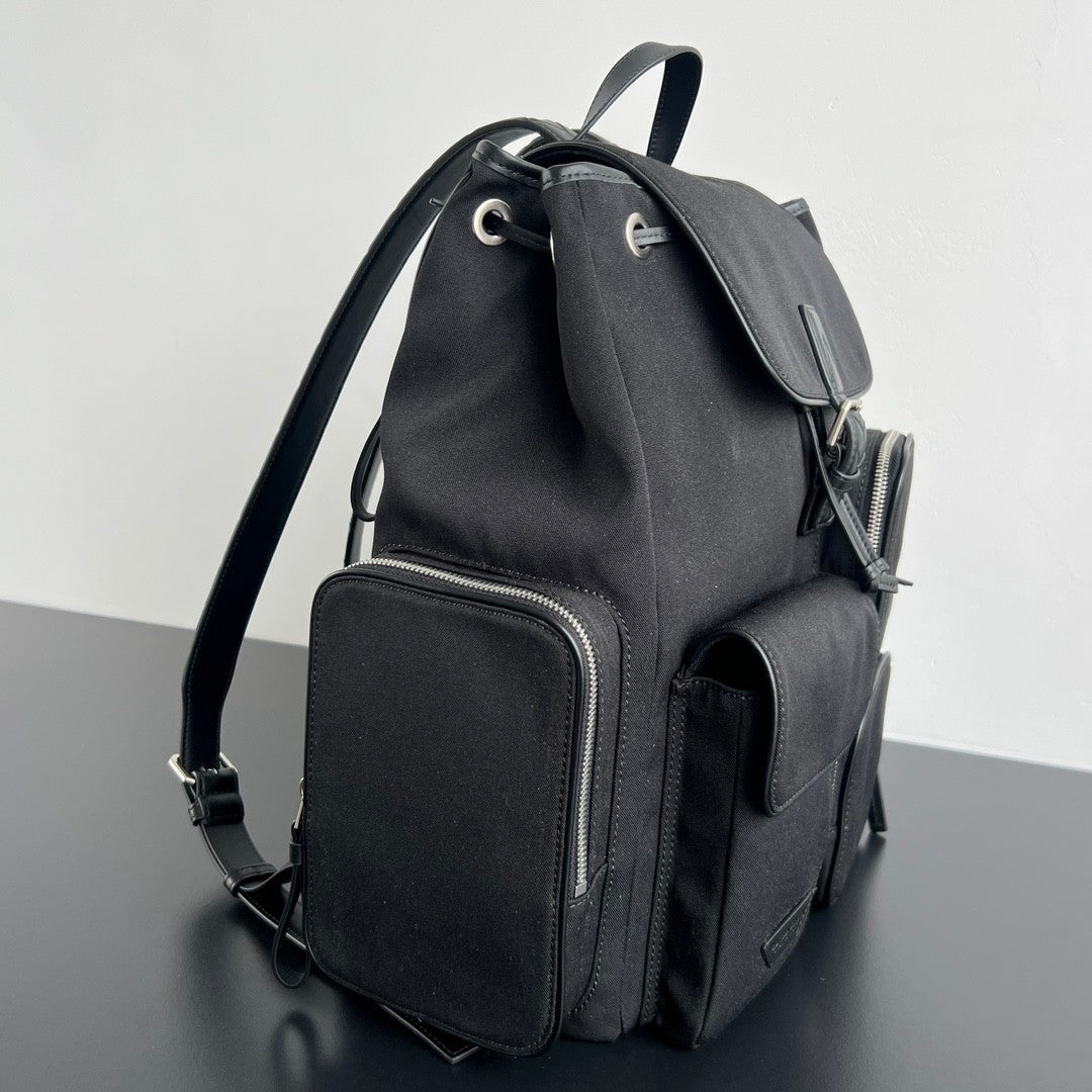 Bottega Veneta Crossroad Multi-Pocket Nylon Backpack Woven Leather Adjustable Straps #333014
