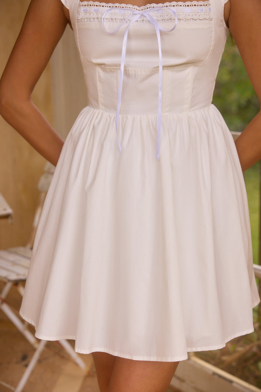 Moonflower Melodies Mini Dress White