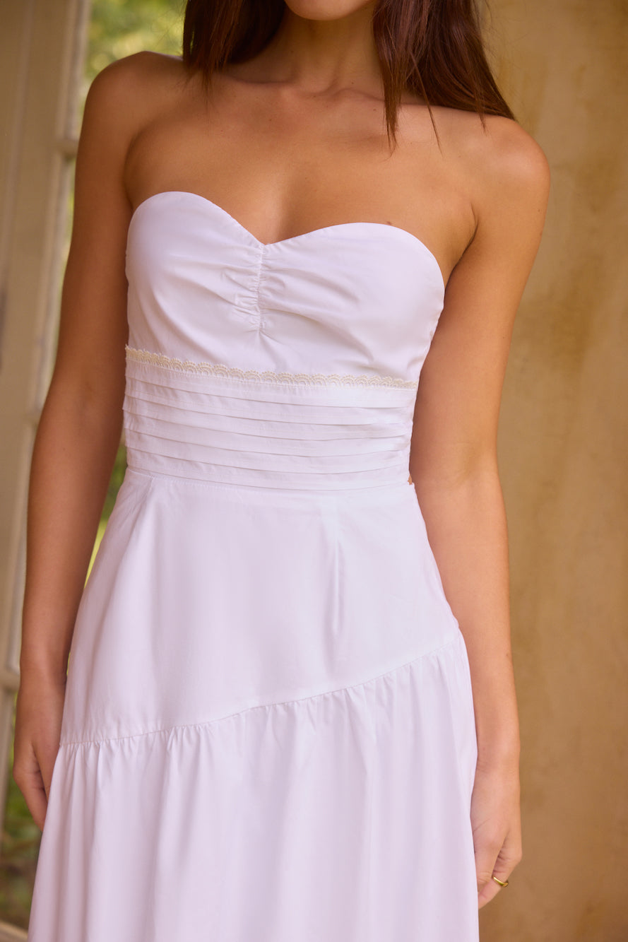 Seaside Picnic Midi Dress White