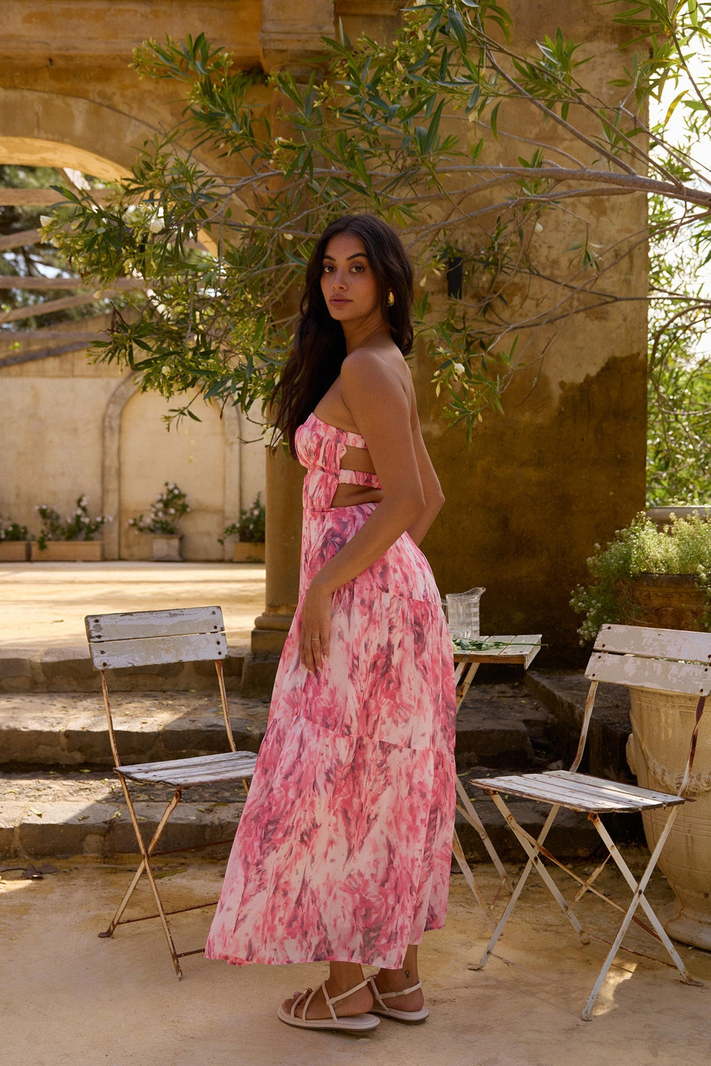 Floral Dreams Strapless Maxi Dress Pink