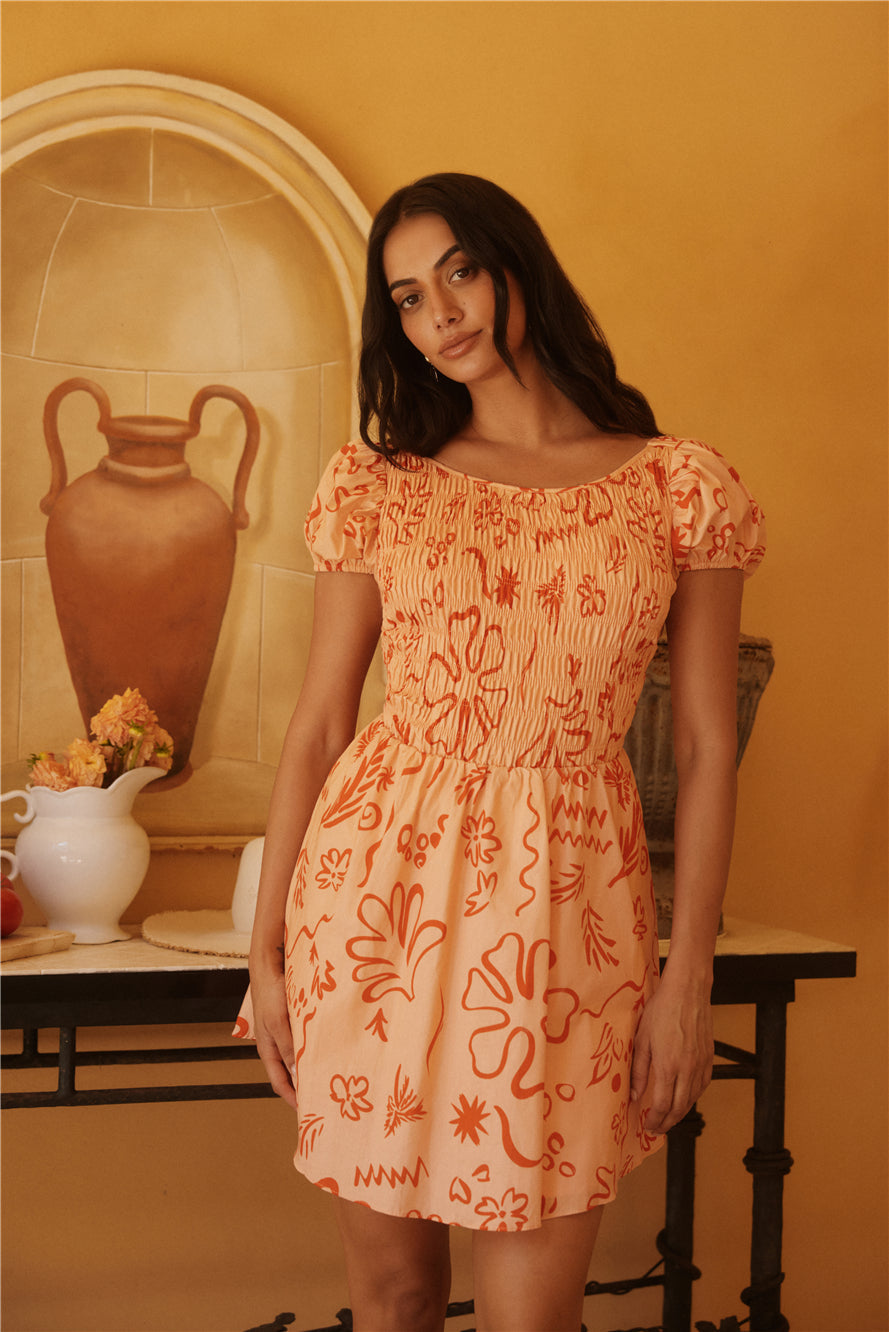 Sunset Scenes Mini Dress Orange