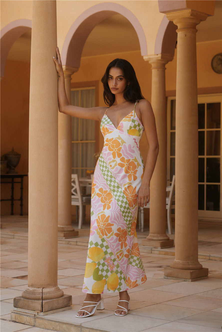 Retro Bloom Maxi Dress Green