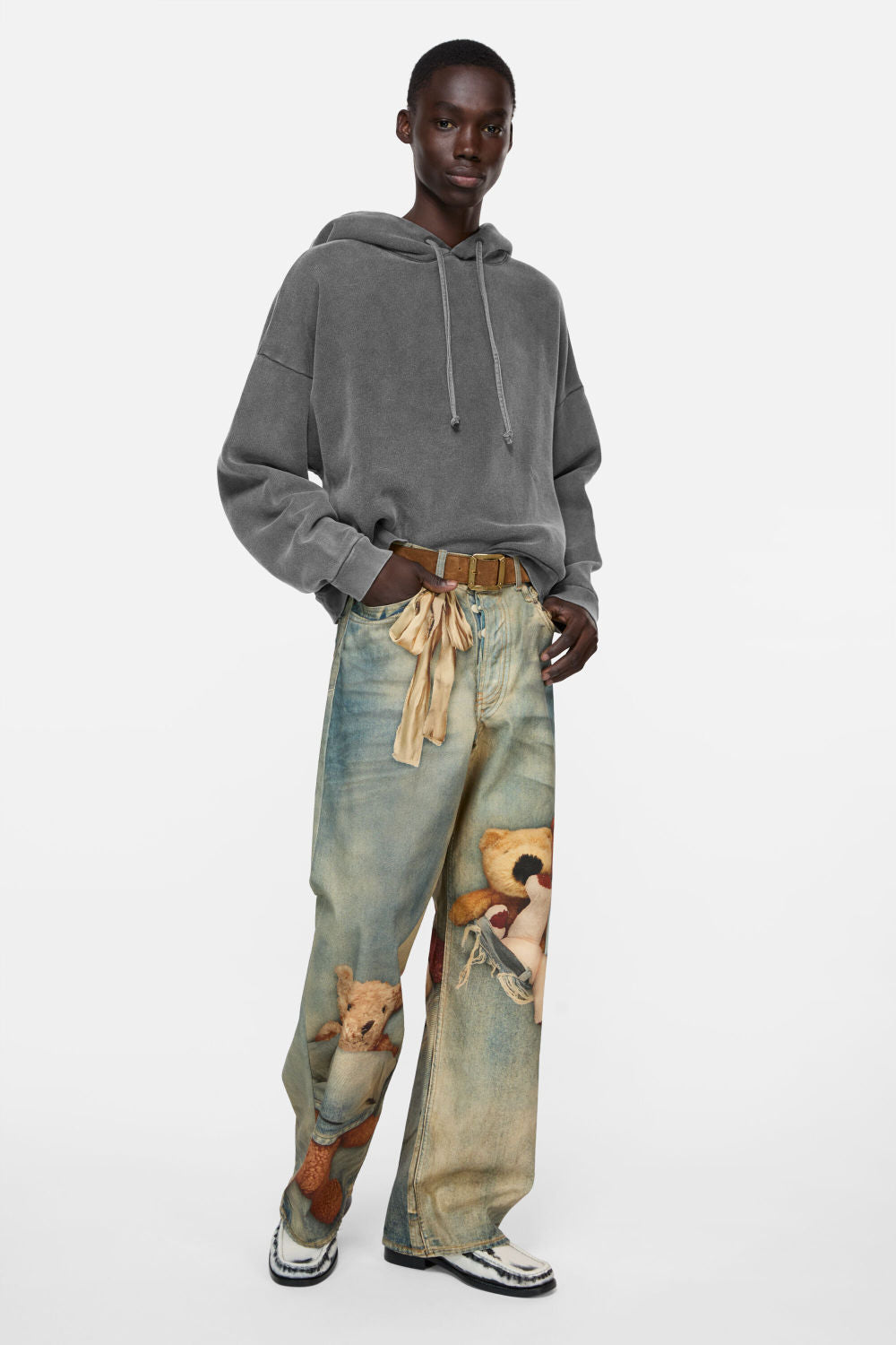 Acne Studios Hooded Sweater logo patch Faded Black #336605