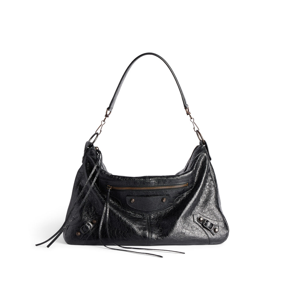 Balenciaga LE CITY MOTO Men's And Women's Fashion Solid Color Leather Zipper Closure Large Capacity Adjustable Shoulder Strap Biker Bag Travel Tote Shoulder Bag Bags 8461862ABEK1000 #79568