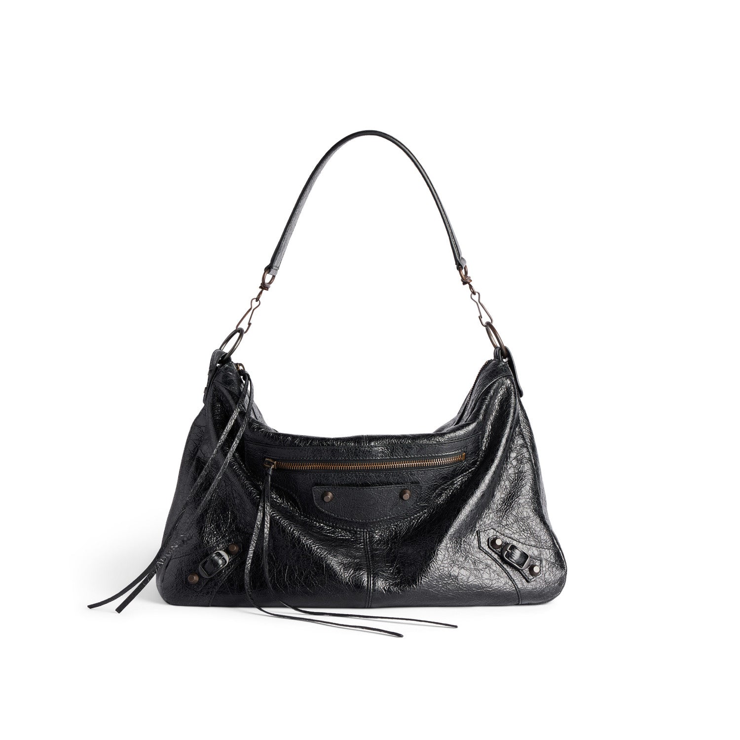 Balenciaga LE CITY MOTO Men's And Women's Fashion Solid Color Leather Zipper Closure Large Capacity Adjustable Shoulder Strap Biker Bag Travel Tote Shoulder Bag Bags 8461862ABEK1000 #79568