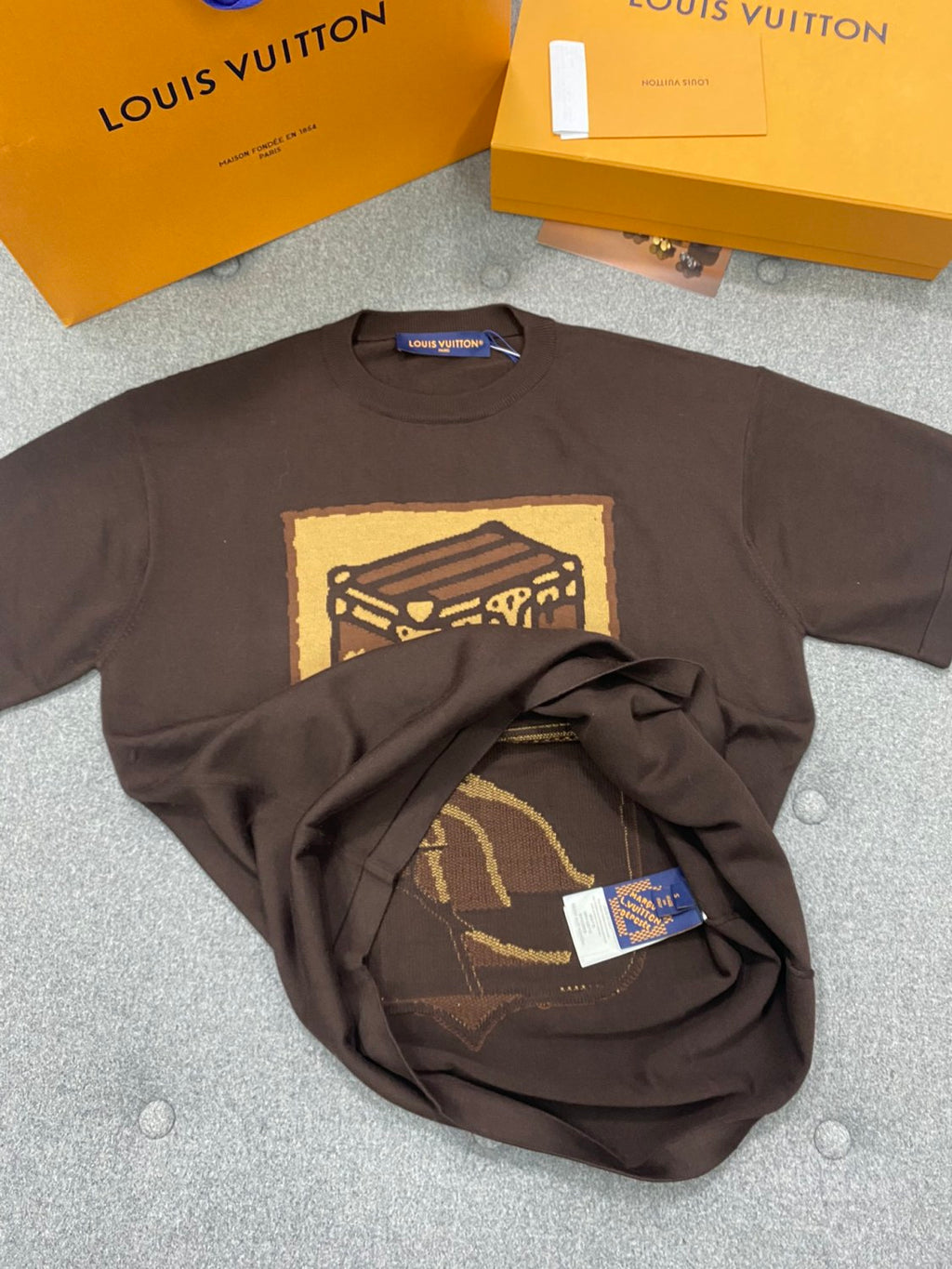 Louis Vuitton Men's Summer Solid Color Casual Short Sleeve Cotton Loose Intarsia Crewneck T-shirt #75625