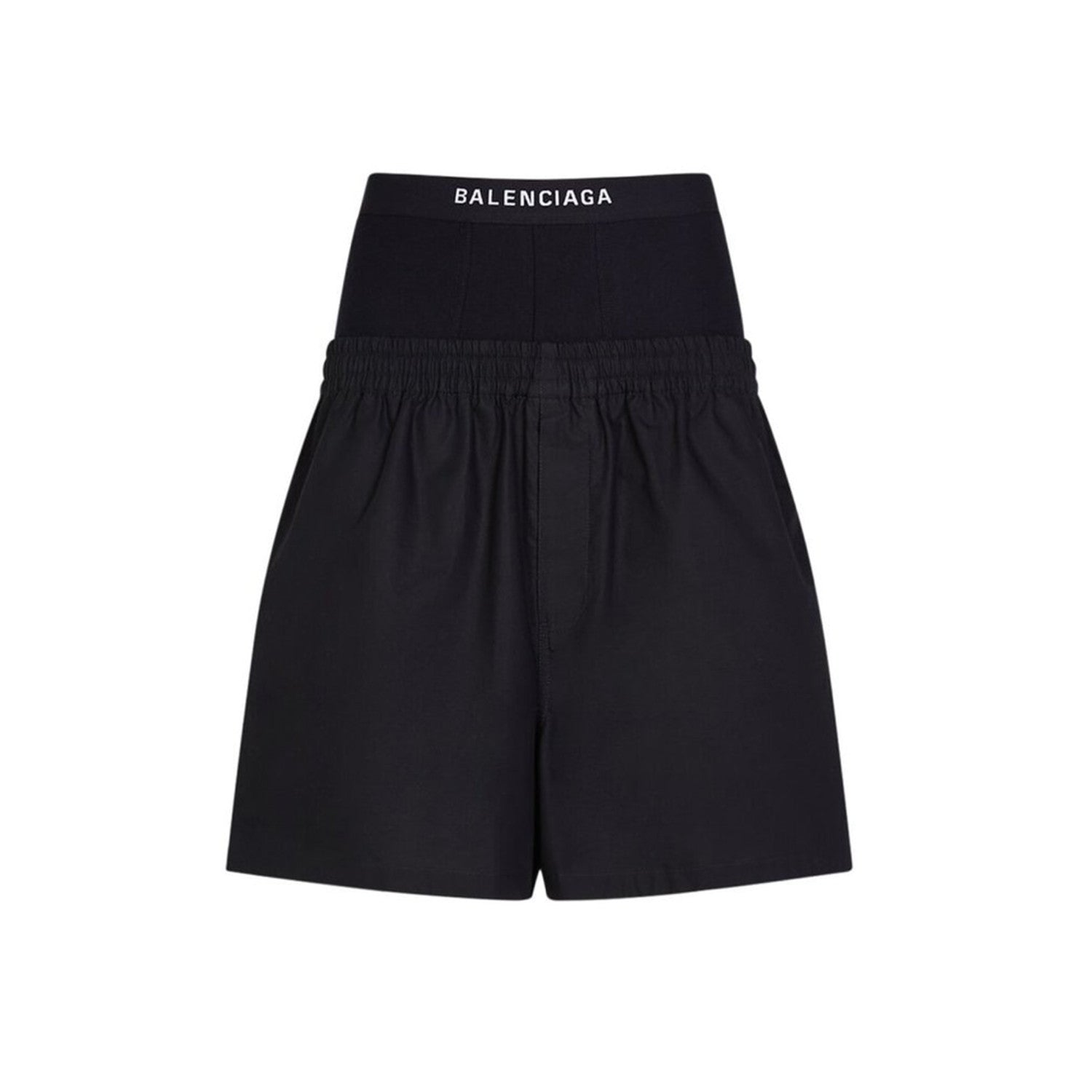 Balenciaga Women's Spring Summer Logo Letter Belt Patchwork Shorts Comfortable Black Casual Pants #99392