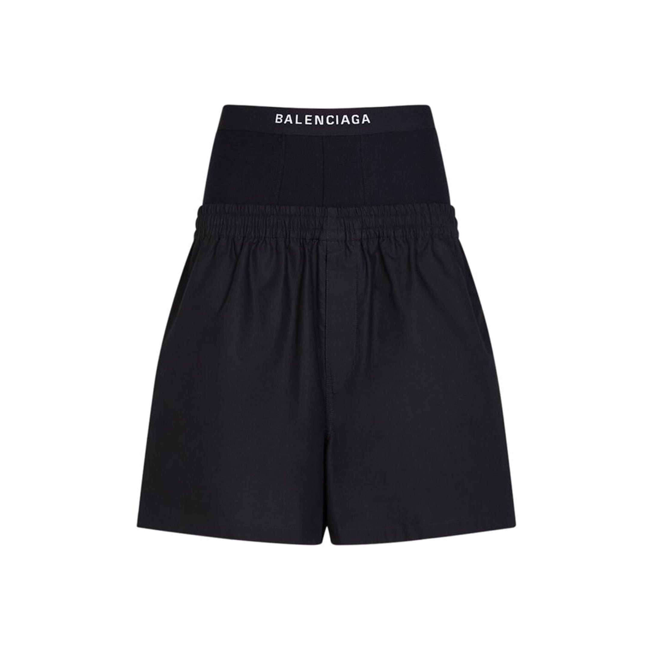 Balenciaga Women's Spring Summer Logo Letter Belt Patchwork Shorts Comfortable Black Casual Pants #99392