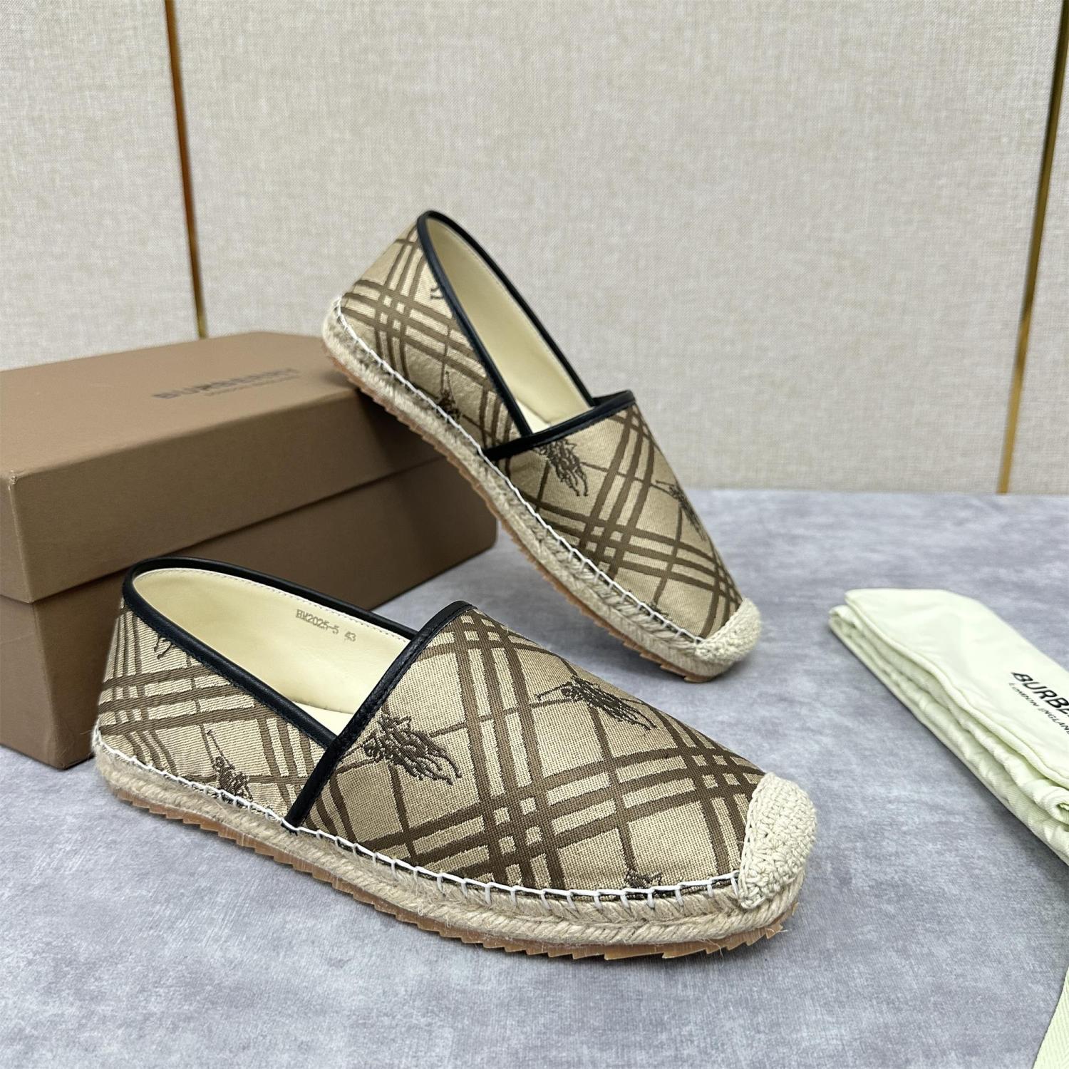 Burberry Men's Spring Summer Check Print Mews Cotton Woven Loafers Shoes #76884
