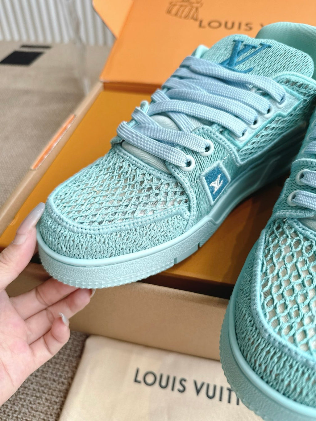 Louis Vuitton LV TRAINER Men's And Women's Spring/Autumn Fashion Casual Round-Toe Lace-Up Low-Top Shoes with Embroidered Upper Casual Sneakers Shoes #78472