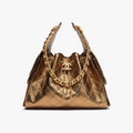 Chanel Women's Classic Double C Logo Solid Color Cowhide & Leather Tote Shoulder Bag Bags Metallic-colored Leather Tends To Fade Easily #77572