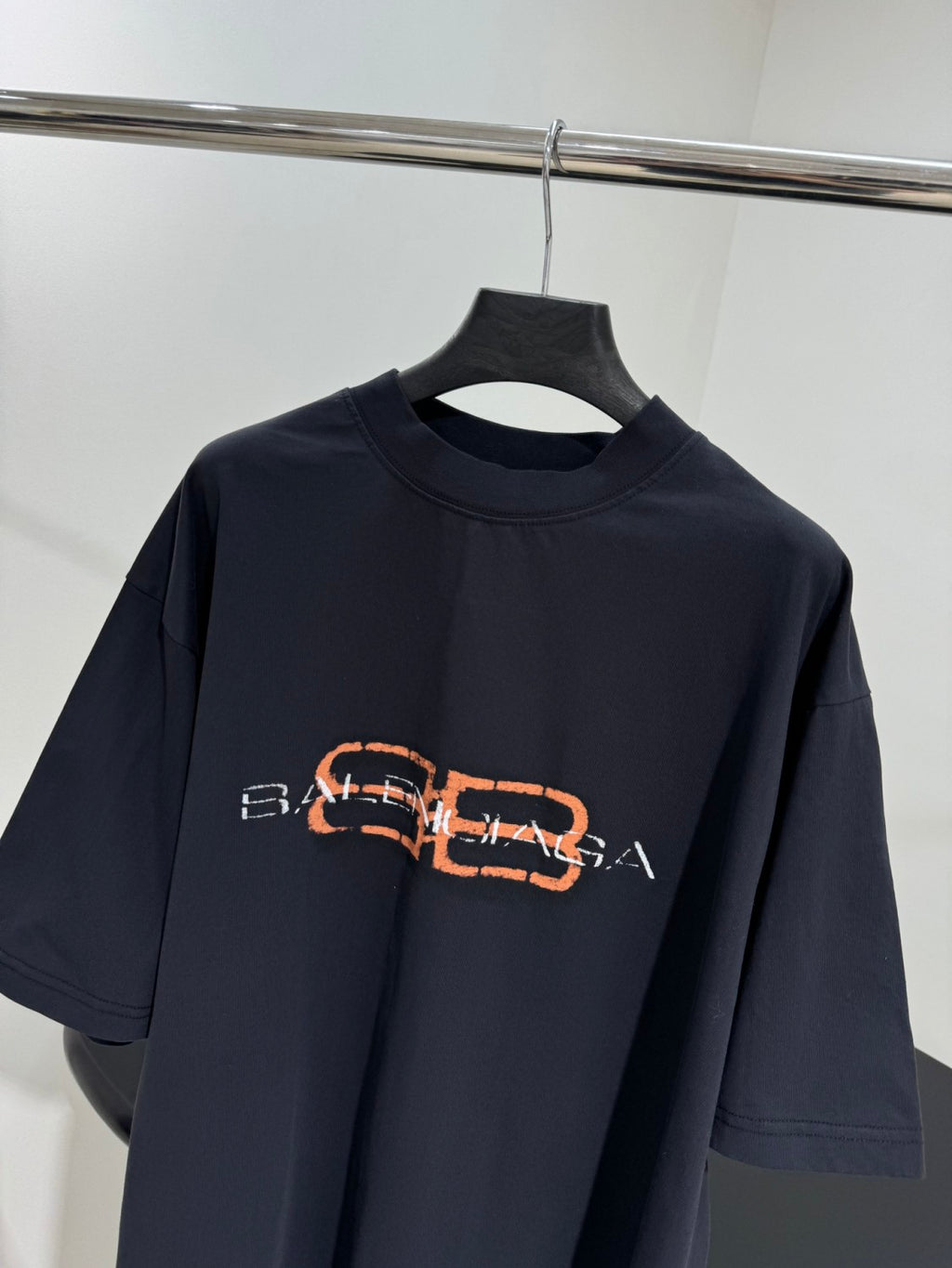 Balenciaga BB ICON STENCIL Men's Summer Fashion Casual Crew Neck Vintage Plain Knit Oversized Loose Fit T-Shirt #78613