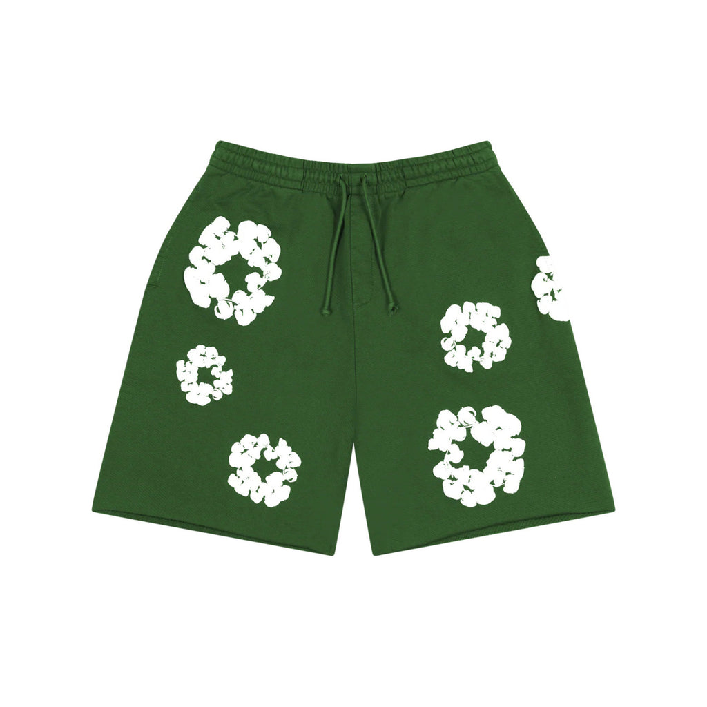 Denim Tears Men's And Women's Summer Fashion Casual Solid-color Printed Pattern Waist Elastic Drawstring Loose Fit Relaxed Shorts #79534