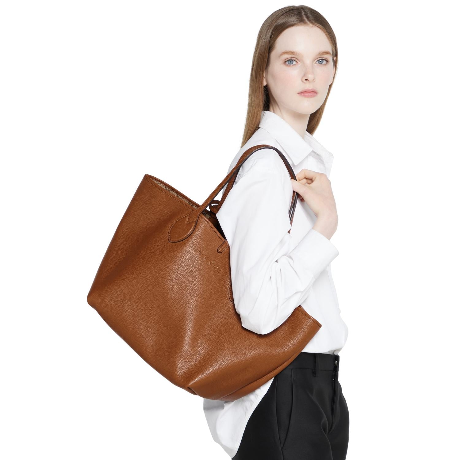 Gucci Women's Totissima Large Reversible Tote Bag in Brown Leather #333292