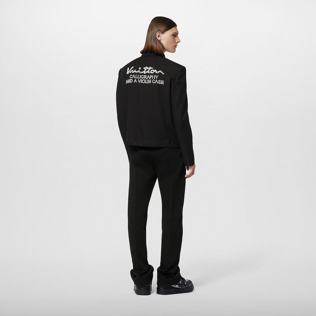 Louis Vuitton Men's Spring/Autumn Black Logo Letter Beaded Wool Long Sleeve Jacket #98171