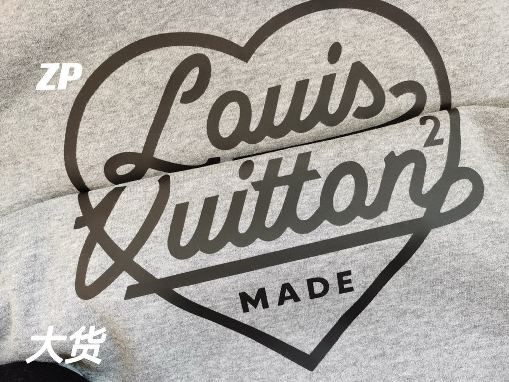 Louis Vuitton Men's Spring and Autumn Gray Love Logo Letter Printed Pullover Sweater Sweatshirt #99751
