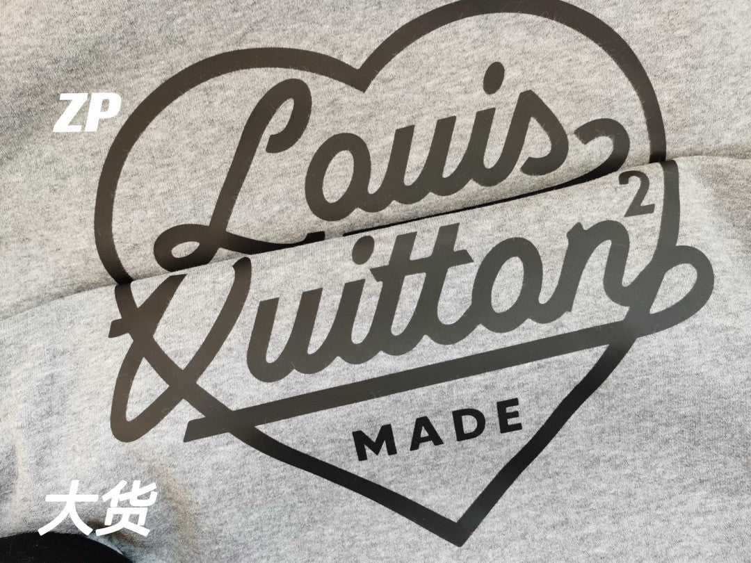 Louis Vuitton Men's Spring and Autumn Gray Love Logo Letter Printed Pullover Sweater Sweatshirt #99751