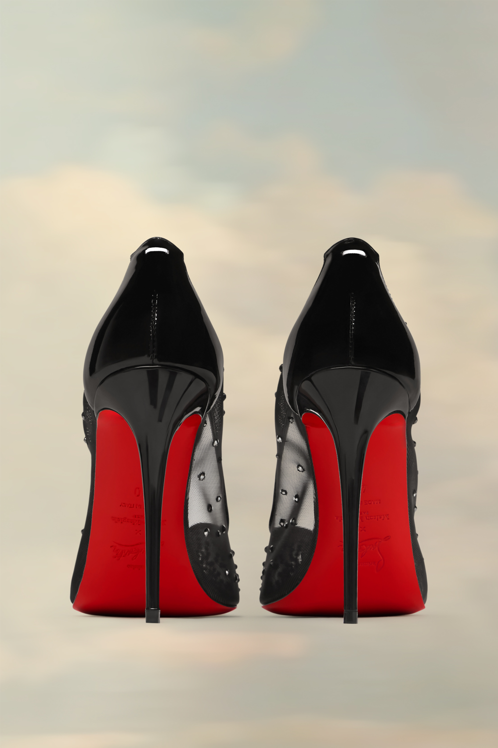 Christian Louboutin X Maison Margiela Women's Bridiela Una Strass High Heels Spring Summer Autumn Round Toe Calfskin Pure Color Split Toe Fine Heel 10cm High Heeled Single Shoes Ngvp #1546