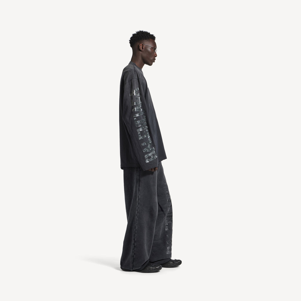 Balenciaga Men's Transparent Tape Baggy Pants Faded Black #336332