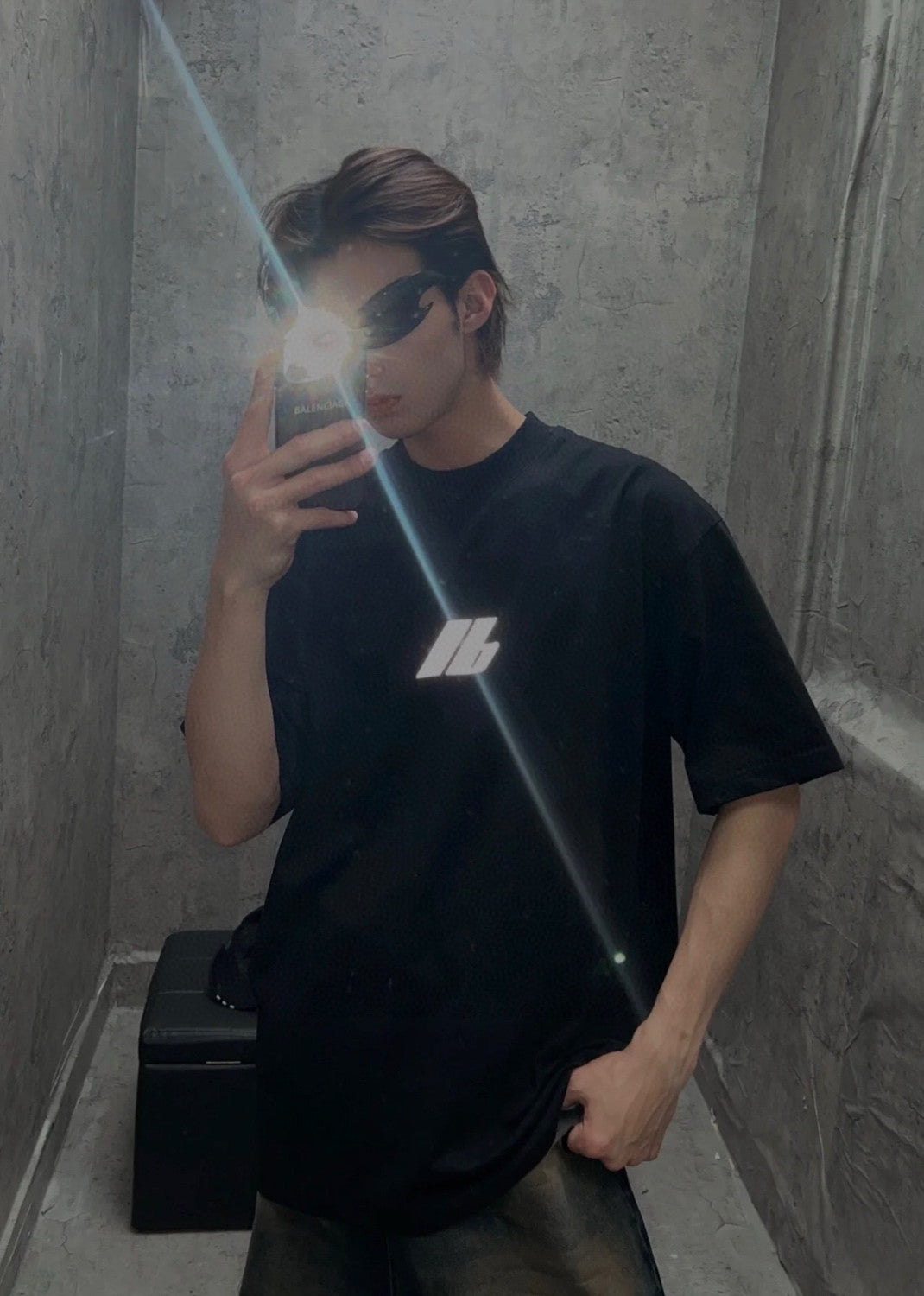 Balenciaga Men's Women's Solid Color Reflective Logo Letter Loose Short Sleeve T Shirt  #98338