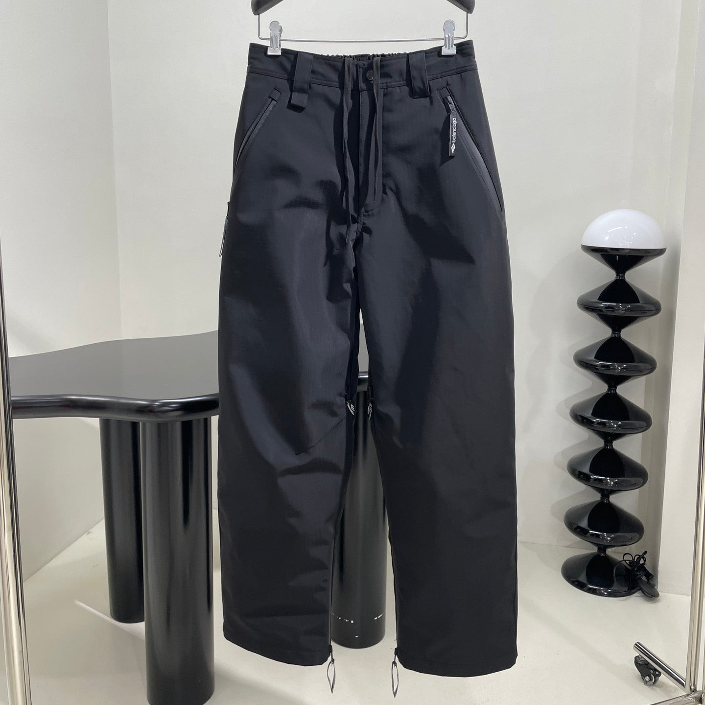 Balenciaga Men's Fall And Winter Composite Elastic Nylon Hooded Drawstring Zipper Long Sleeved Ski Jacket Waist Tie Ski Pants Suit Set #74285