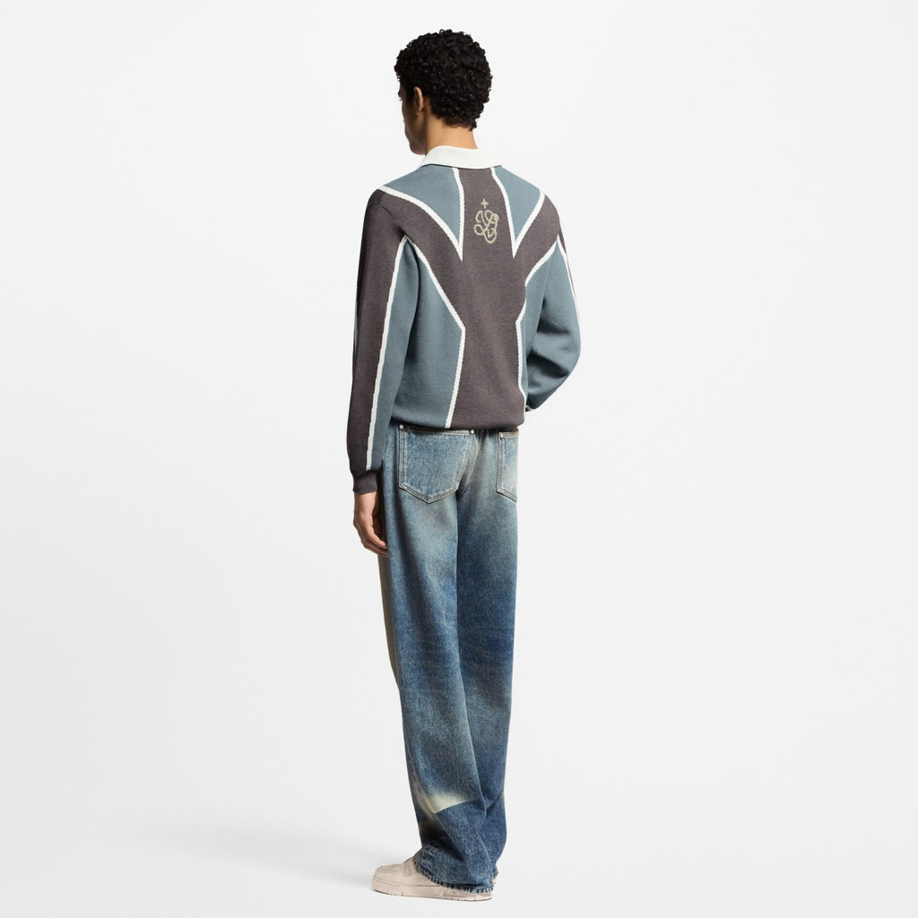 Louis Vuitton Sun Fading Effect Denim Long Sleeve Shirt Skateboarding Jeans Pants Men'S Spring And Summer Fashion High Street Trend Casual Suit Set #75985
