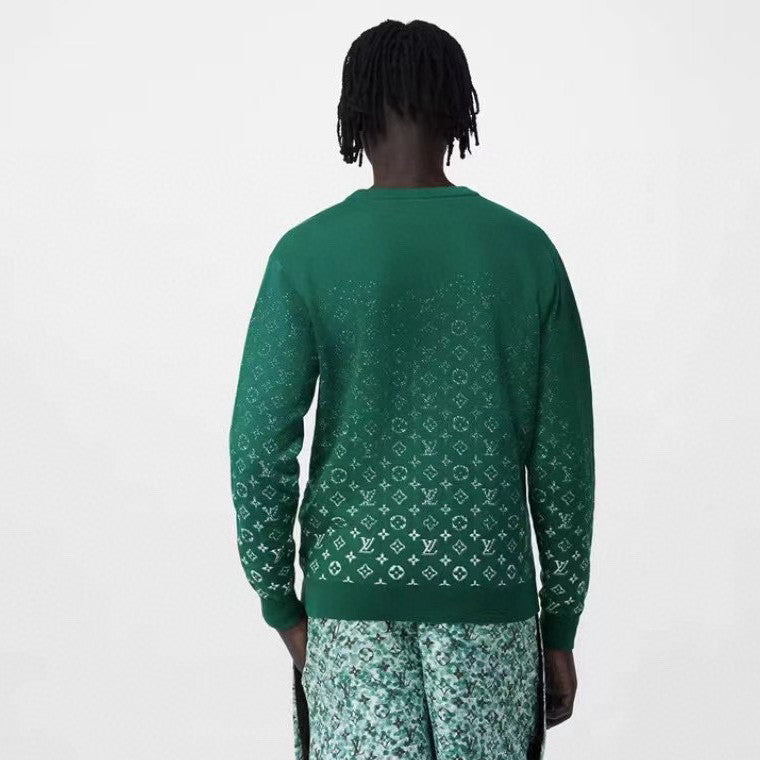 Louis Vuitton Men's Spring/Fall Fashion Casual Classic Vintage Floral Gradient Round Neck Knit Sweater #78733