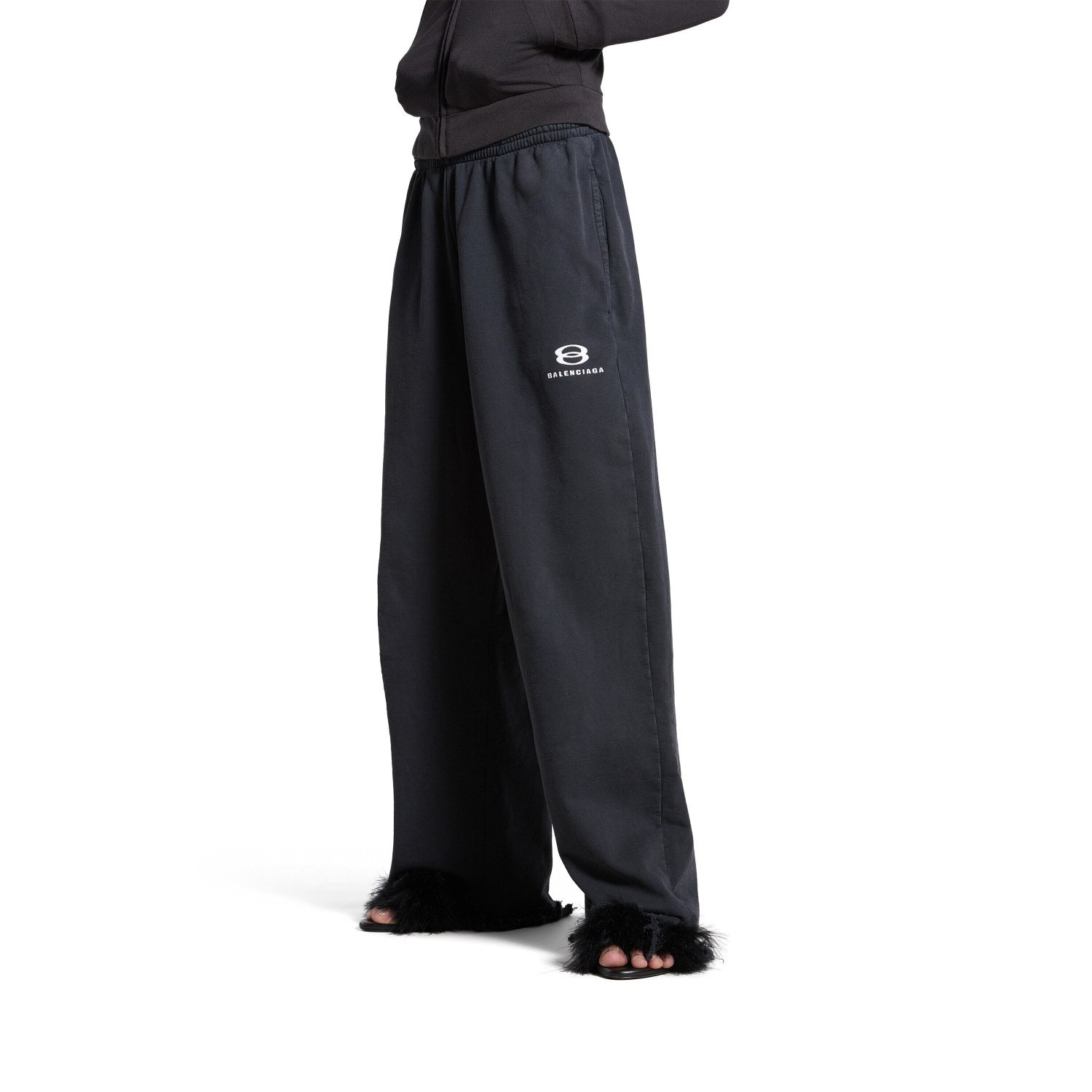 Balenciaga Men's Women's Four Seasons Solid Color Cotton UNITY Sports Iconic Cropped Sweatpants Loose Straight Raw Edge Casual Pant #71415