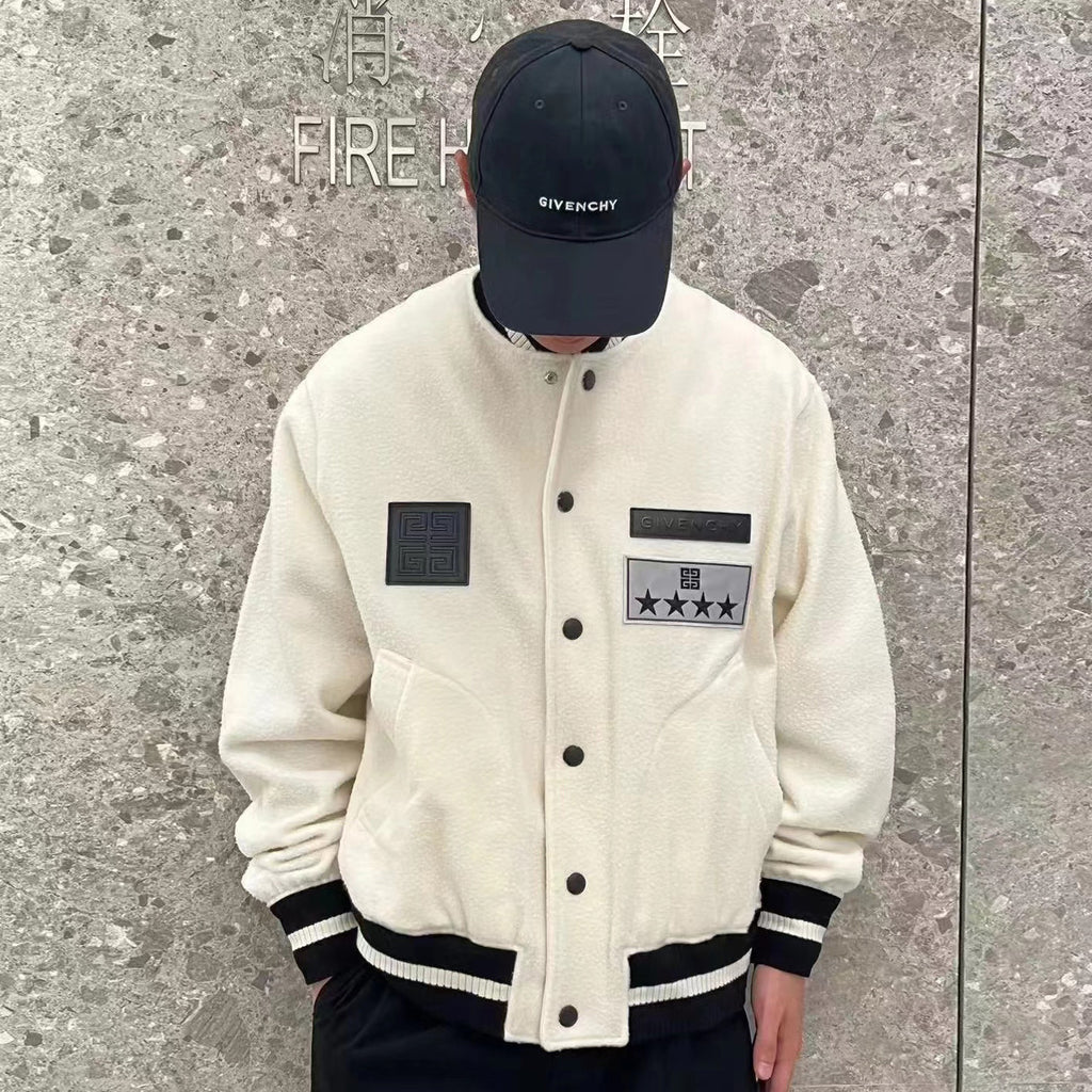 Givenchy Men's Fall/Winter Black and White Patchwork Casentino Wool Single Breasted Jacket #97953