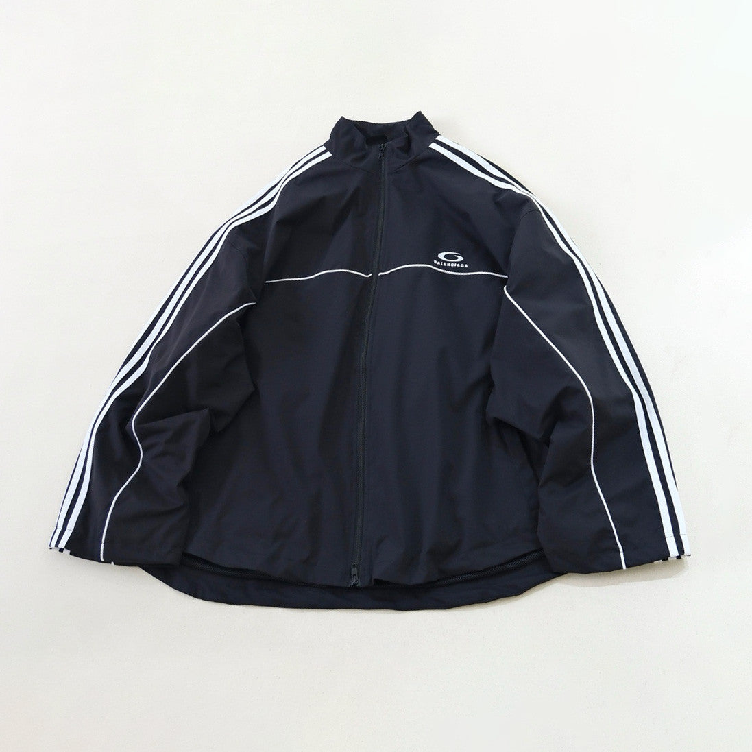 Balenciaga Men's And Women's Spring/Fall Fashion Casual Solid Color Striped Zipper Stand Up Collar Sports Embroidered Long Sleeve Loose Jacket #78257