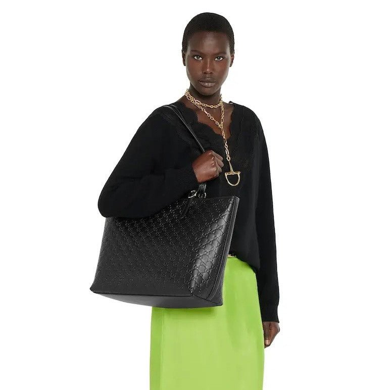 Gucci GG Emblem Debossed Leather Tote #335611