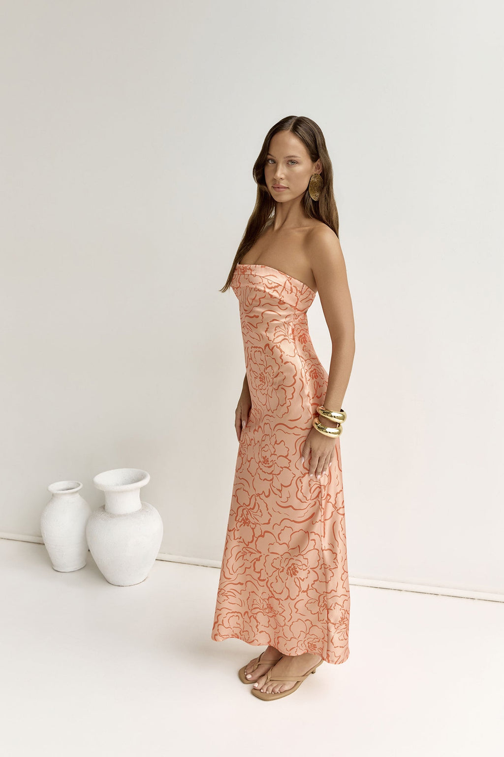 Staying True Strapless Maxi Dress Orange
