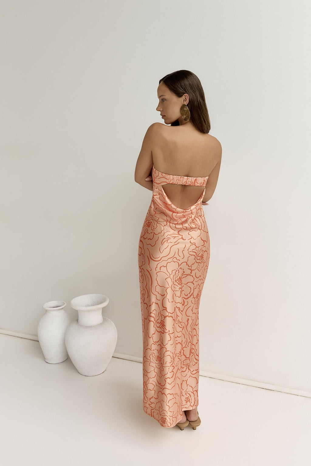Staying True Strapless Maxi Dress Orange