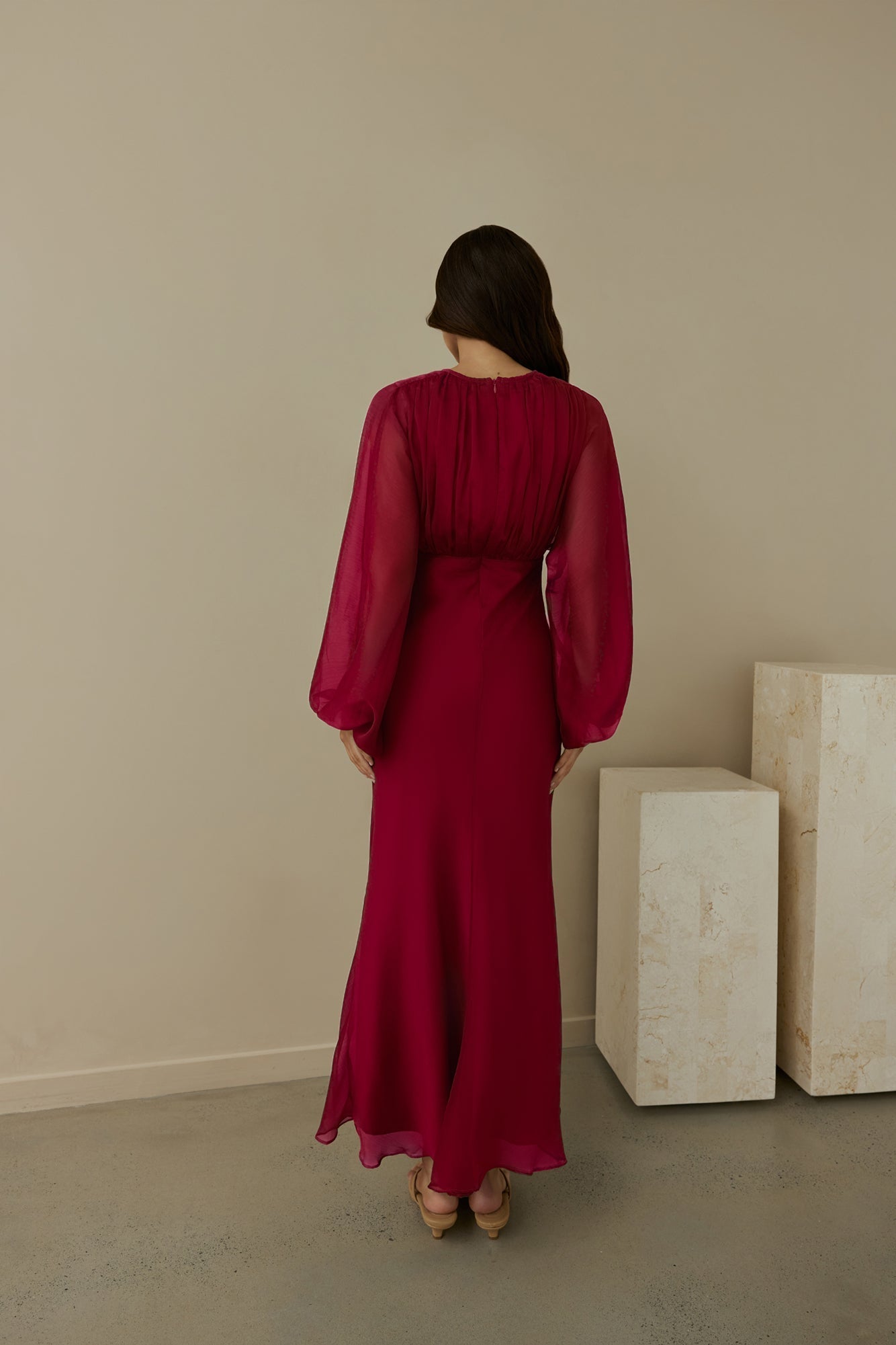 Our Nostalgia Long Sleeve Maxi Dress Burgundy