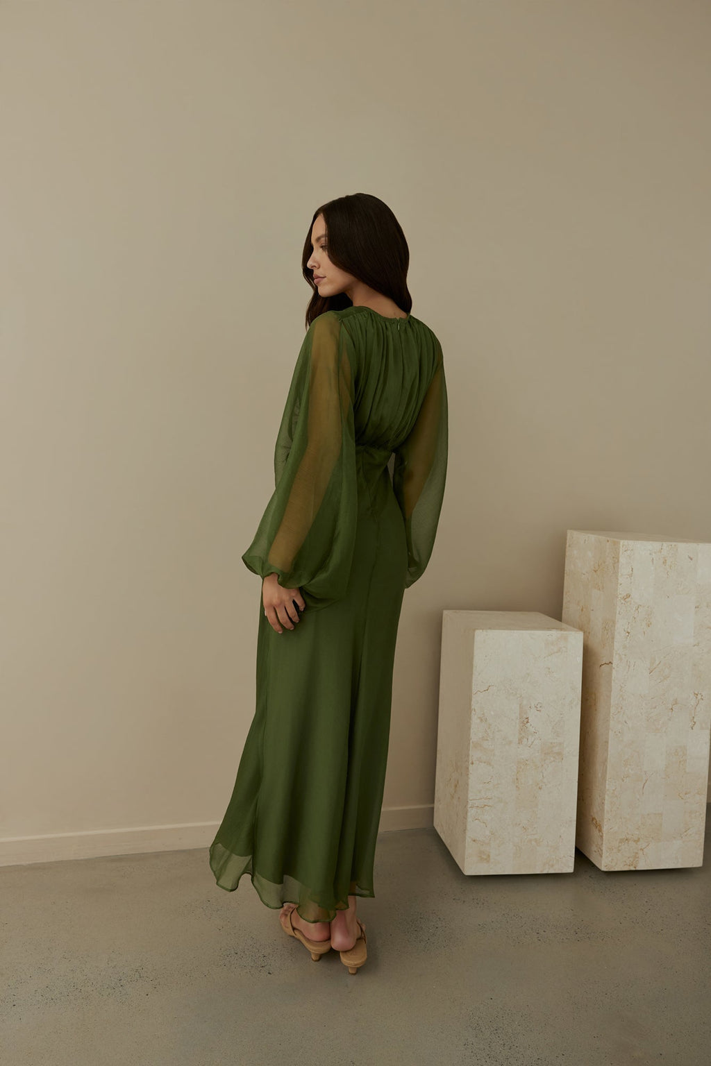 Our Nostalgia Long Sleeve Maxi Dress Green