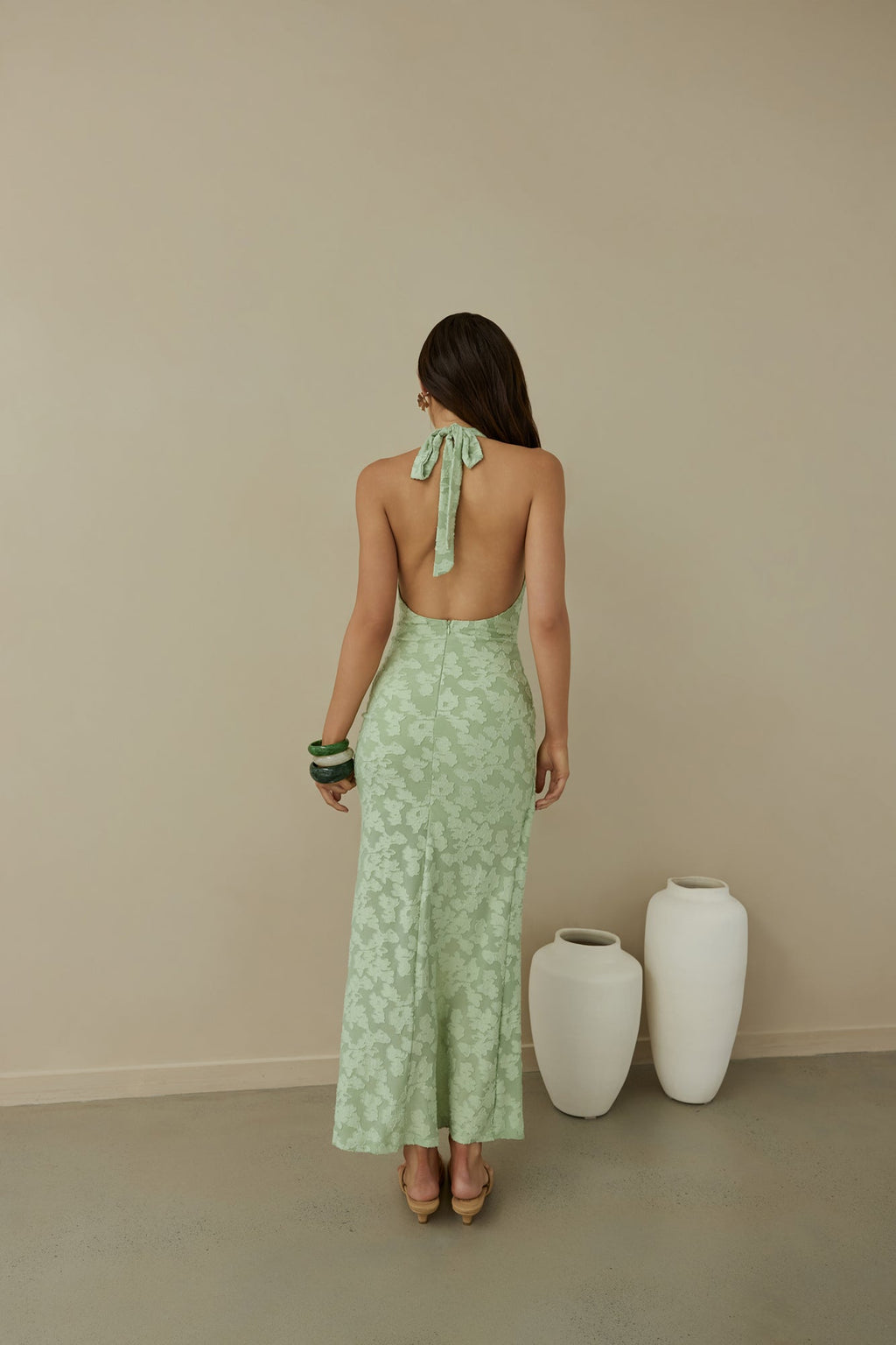 Coconut Island Halter Maxi Dress Green