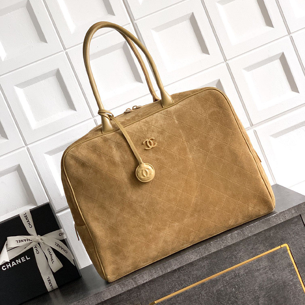 Chanel Maxi Bowling Bag 26c Boston Bag Square Clutch Brown Fall/winter Double C Pendant Stylish And Elegant Large Capacity Shopping Bag #195776