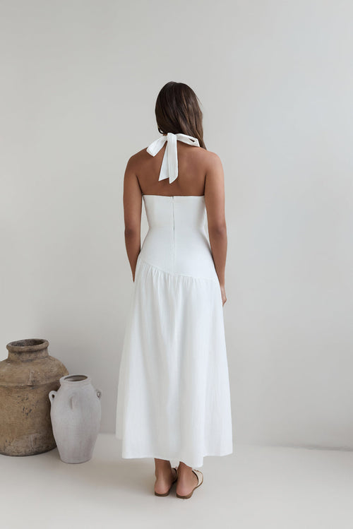 Angelic Song Halter Maxi Dress White