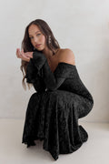 Here For Love Off Shoulder Mesh Maxi Dress Black