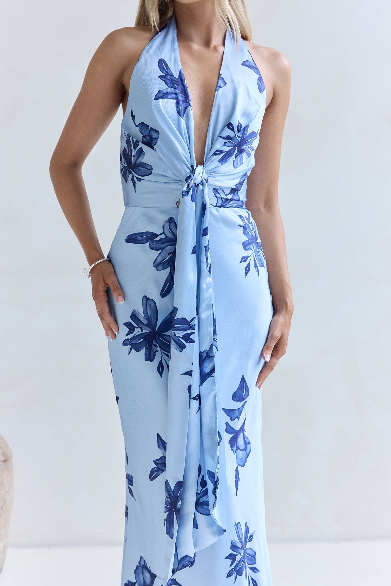 Lovers In Bloom Halter Maxi Dress Blue