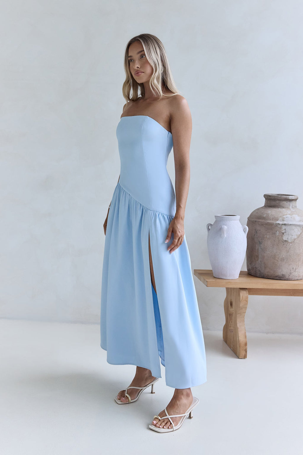 Lunaly Strapless Maxi Dress Blue