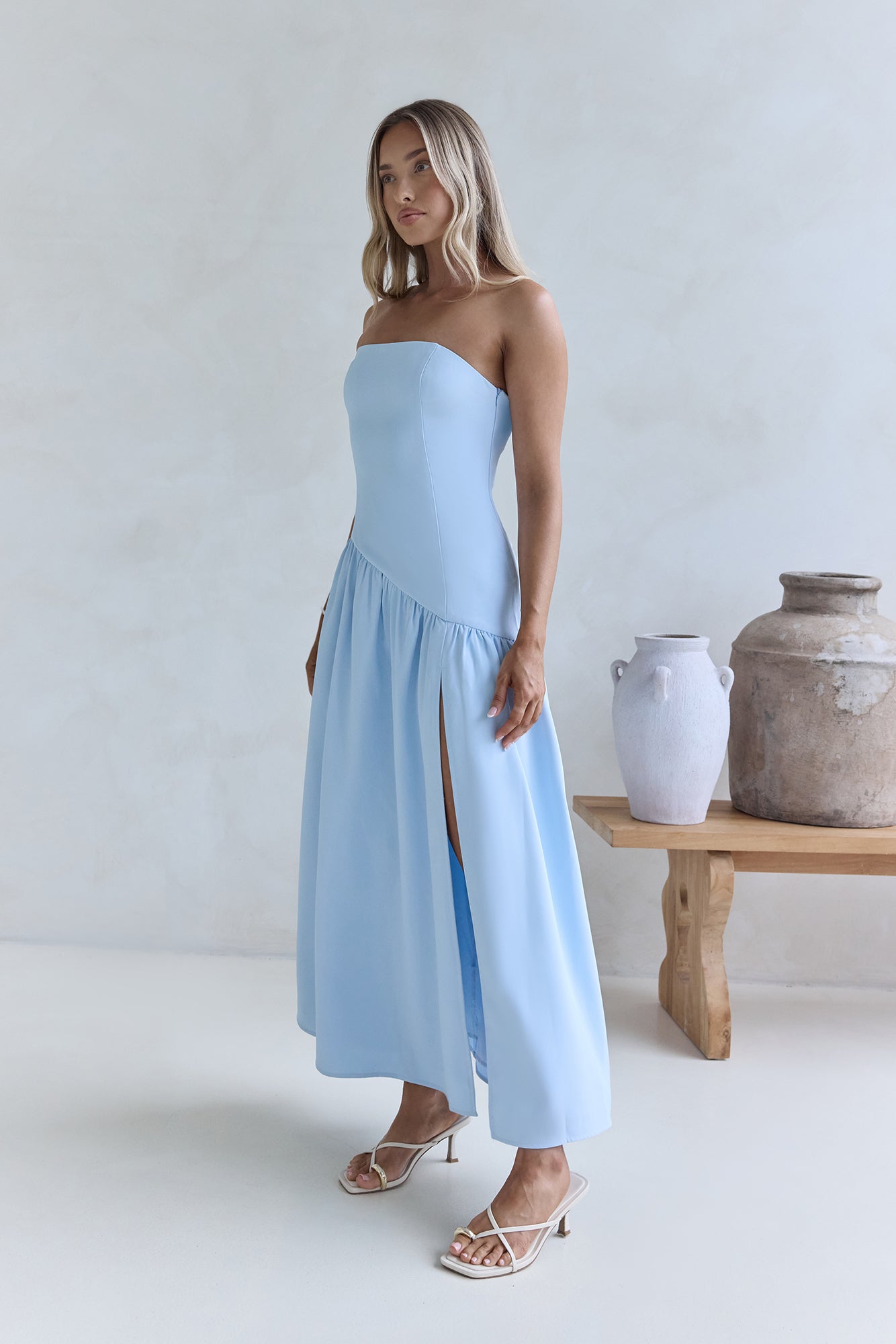Lunaly Strapless Maxi Dress Blue